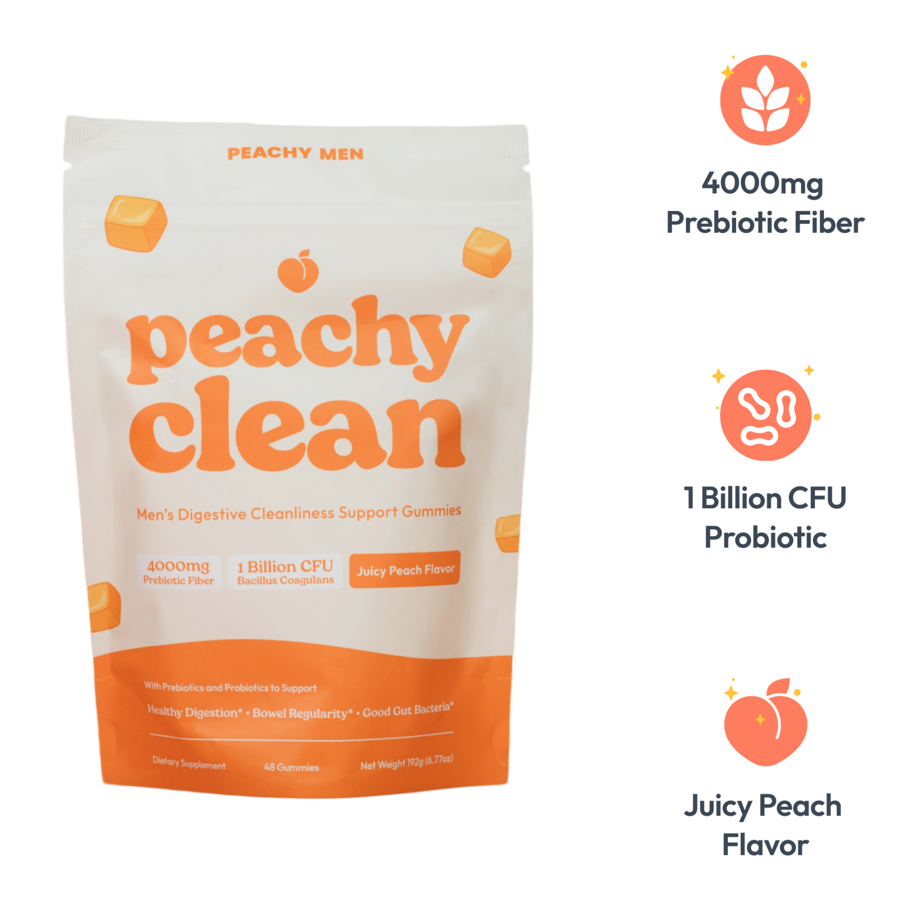 Peachy Clean Sugar-Free Pre+Probiotic Fiber Gummie