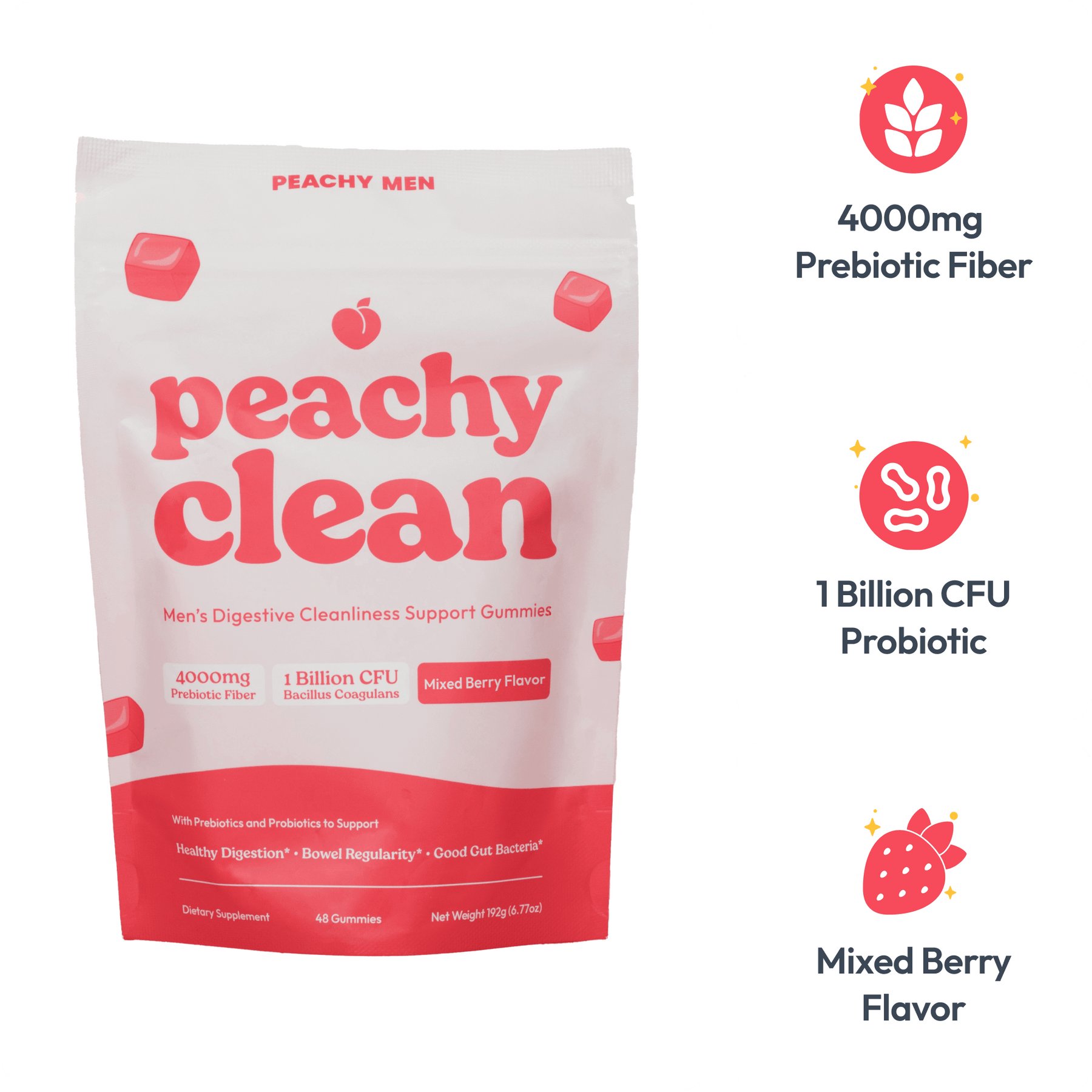 Peachy Clean Sugar-Free Pre+Probiotic Fiber Gummie